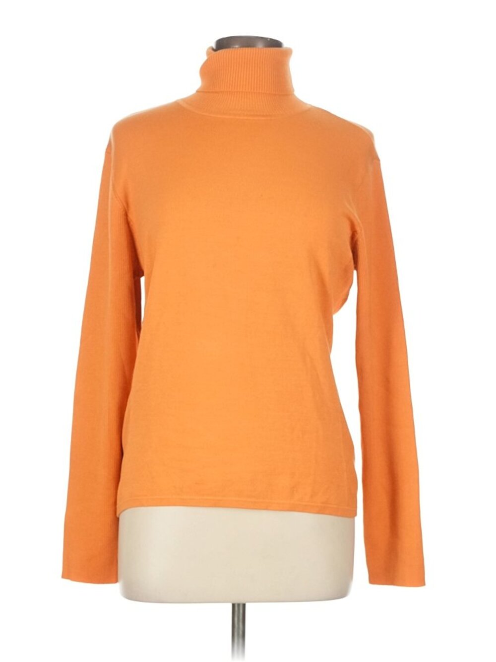 Doncaster Orange Silk Blend Ribbed Turtleneck Size L